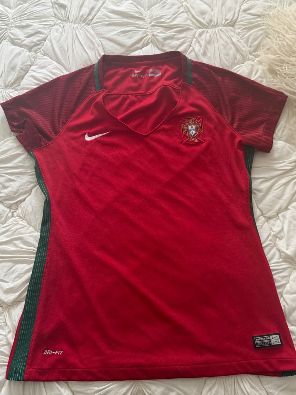 Nike Portugal Dri-FIT Soccer Jersey – Red Women’s Top - Picture 2 of 7